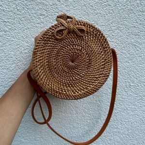 Made Round Rattan Crossbody Bag